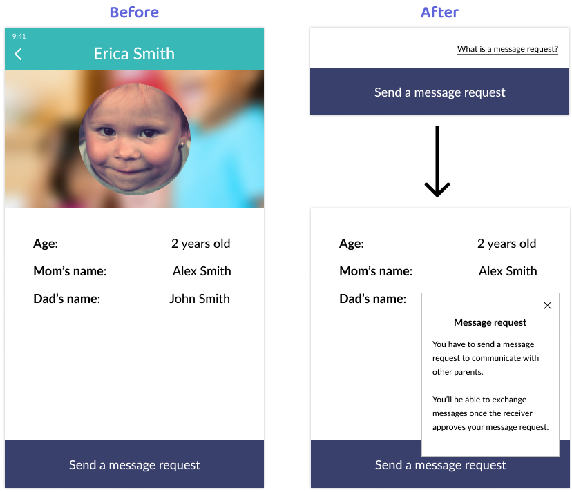 Revisions I made based on the user test, profile