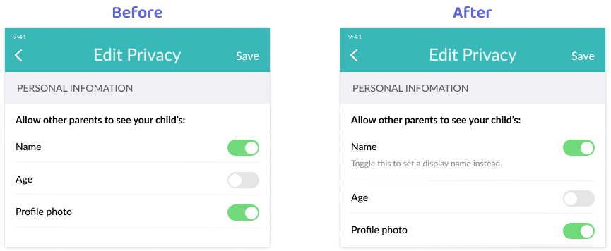 Revisions I made based on the user test, profile